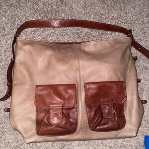 Two-Tone Genuine Leather Vintage Bag